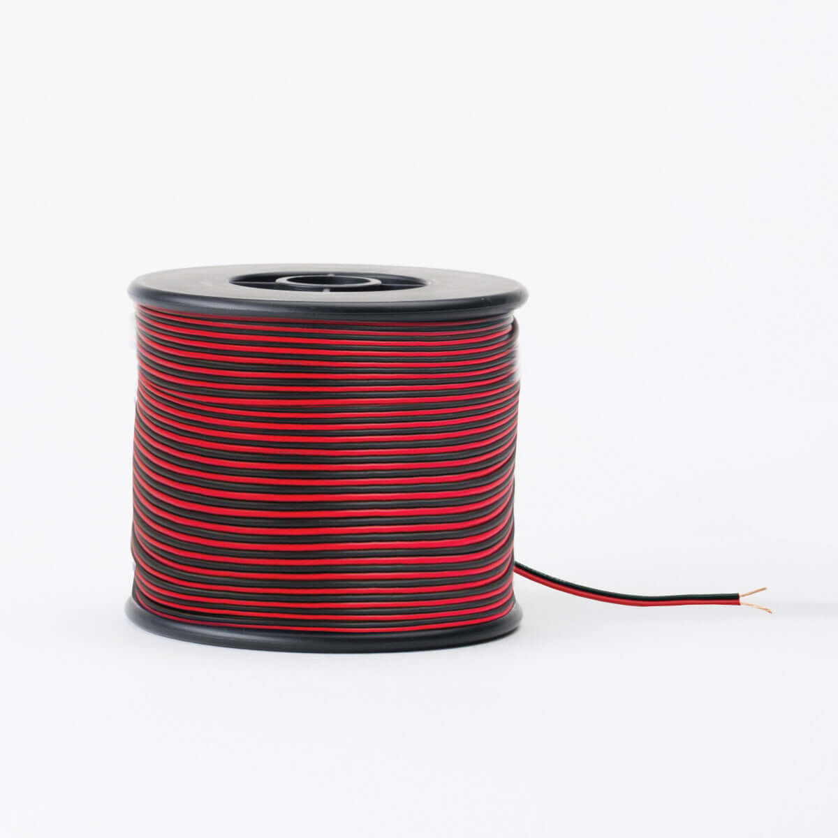 spool of red and black 2 conductor wire on black reel