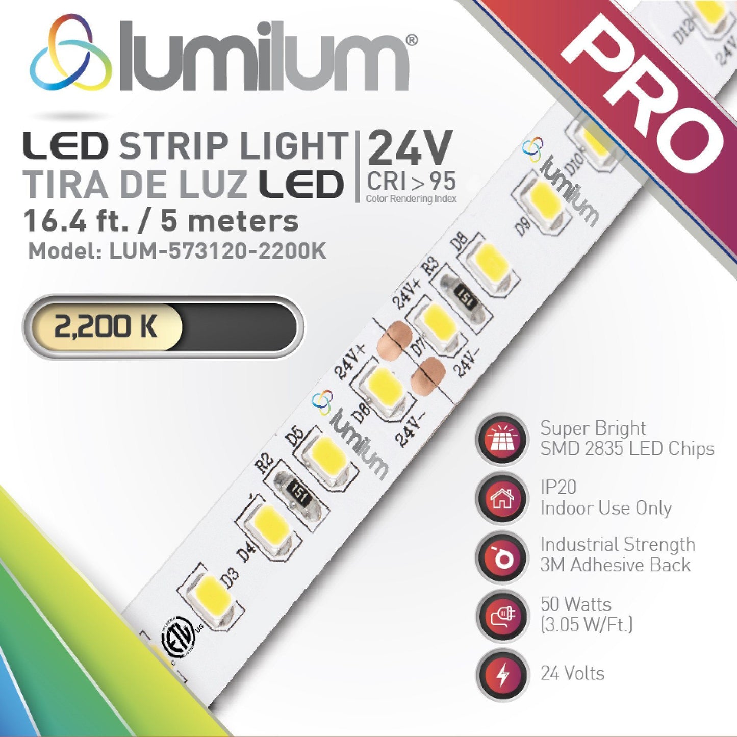 24V IP20 Series LED Single Color Strip Lights